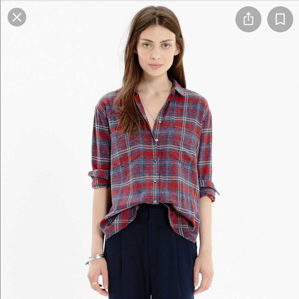 Madewell Red and Blue Plaid Button Down Shirt